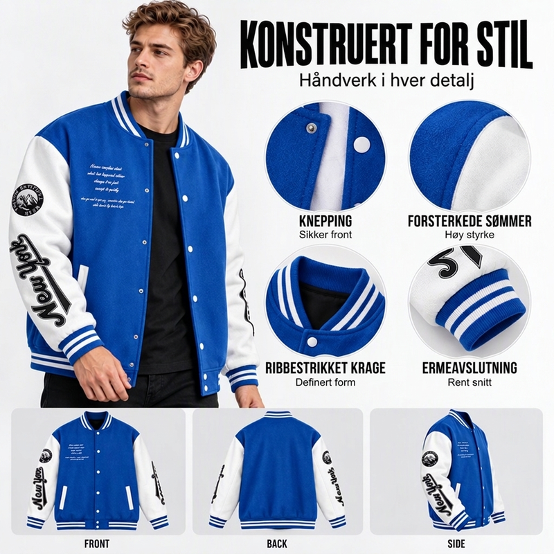 Herre uformell fargeblokk baseballjakke