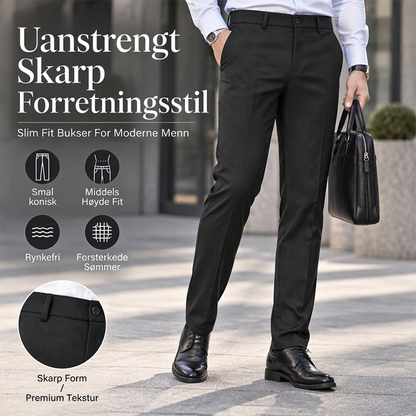 Smalt skreddersydde dressbukser for herrer med midt livvidd