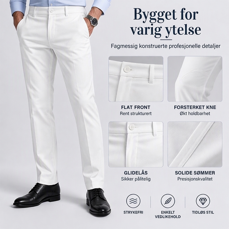 Smalt skreddersydde dressbukser for herrer med midt livvidd