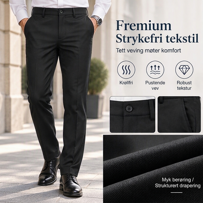 Smalt skreddersydde dressbukser for herrer med midt livvidd