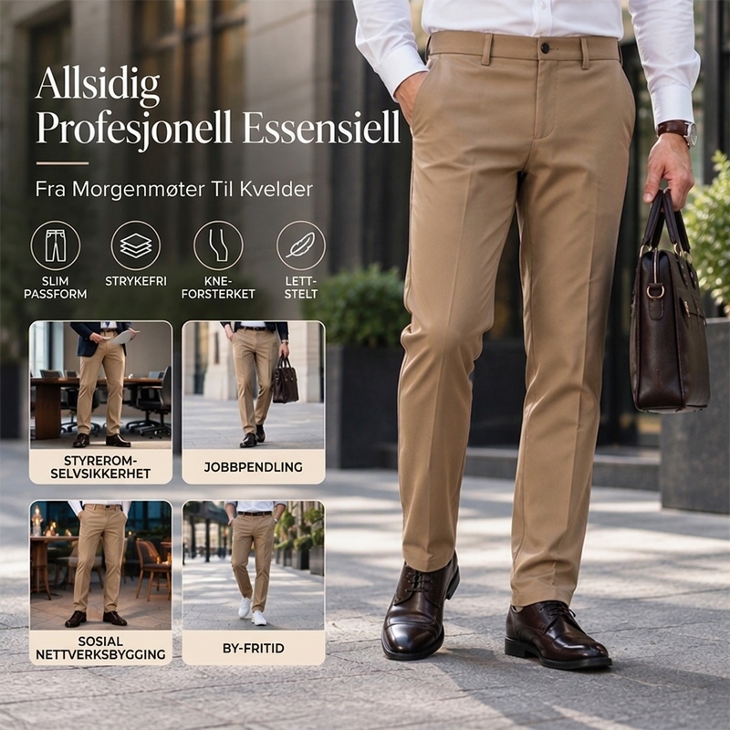 Smalt skreddersydde dressbukser for herrer med midt livvidd