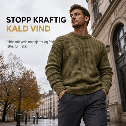 Herre genser med Rund Hals Tykt Strikk Høst Vinter Pullover Strikket Topp