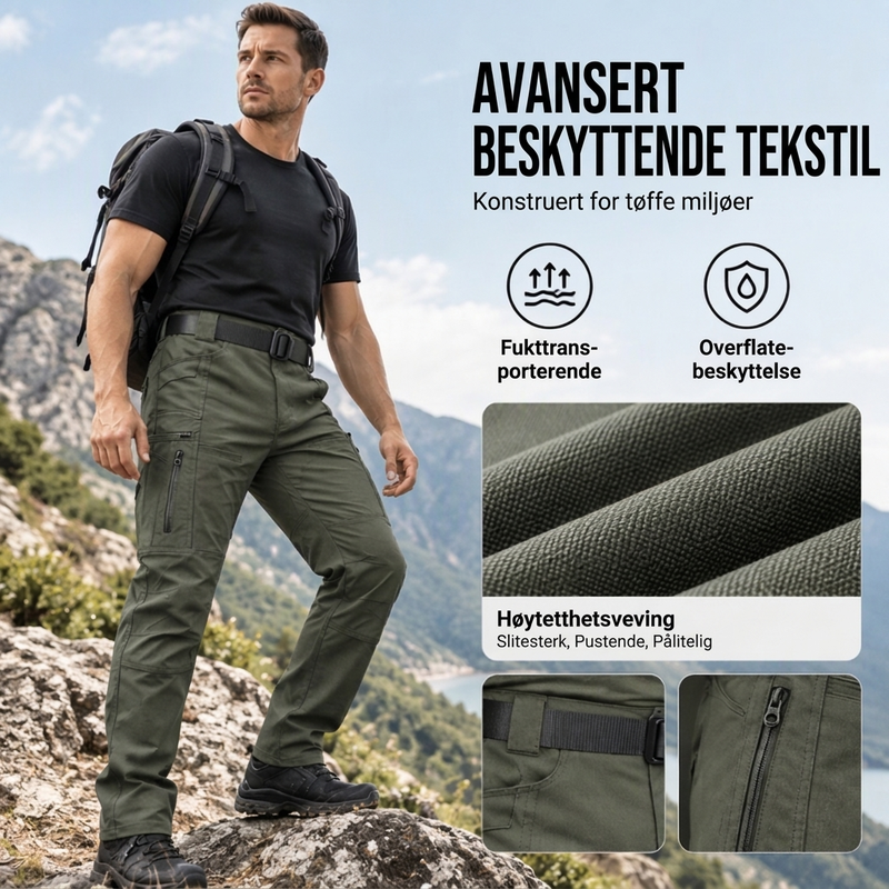 Herre utendørs taktisk cargo-bukse i smal passform – Robust og funksjonell ✨👖🌿