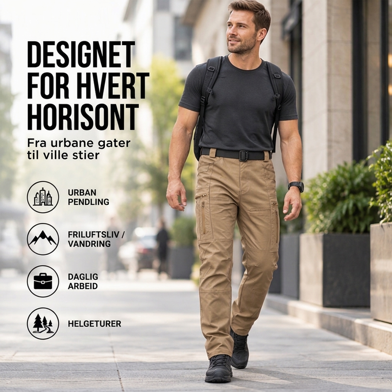Herre utendørs taktisk cargo-bukse i smal passform – Robust og funksjonell ✨👖🌿