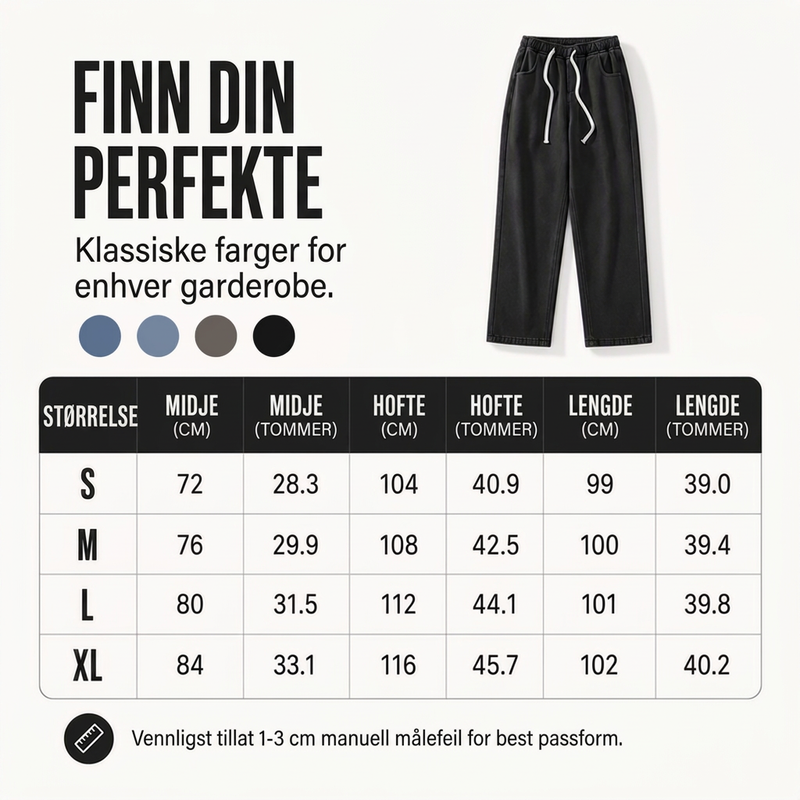 Rette denim-jeans med varmt fôr for kvinner