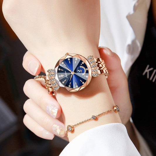 Fashionabla Diamond Moon Star Watch för kvinnor